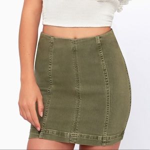 Free people green denim skirt